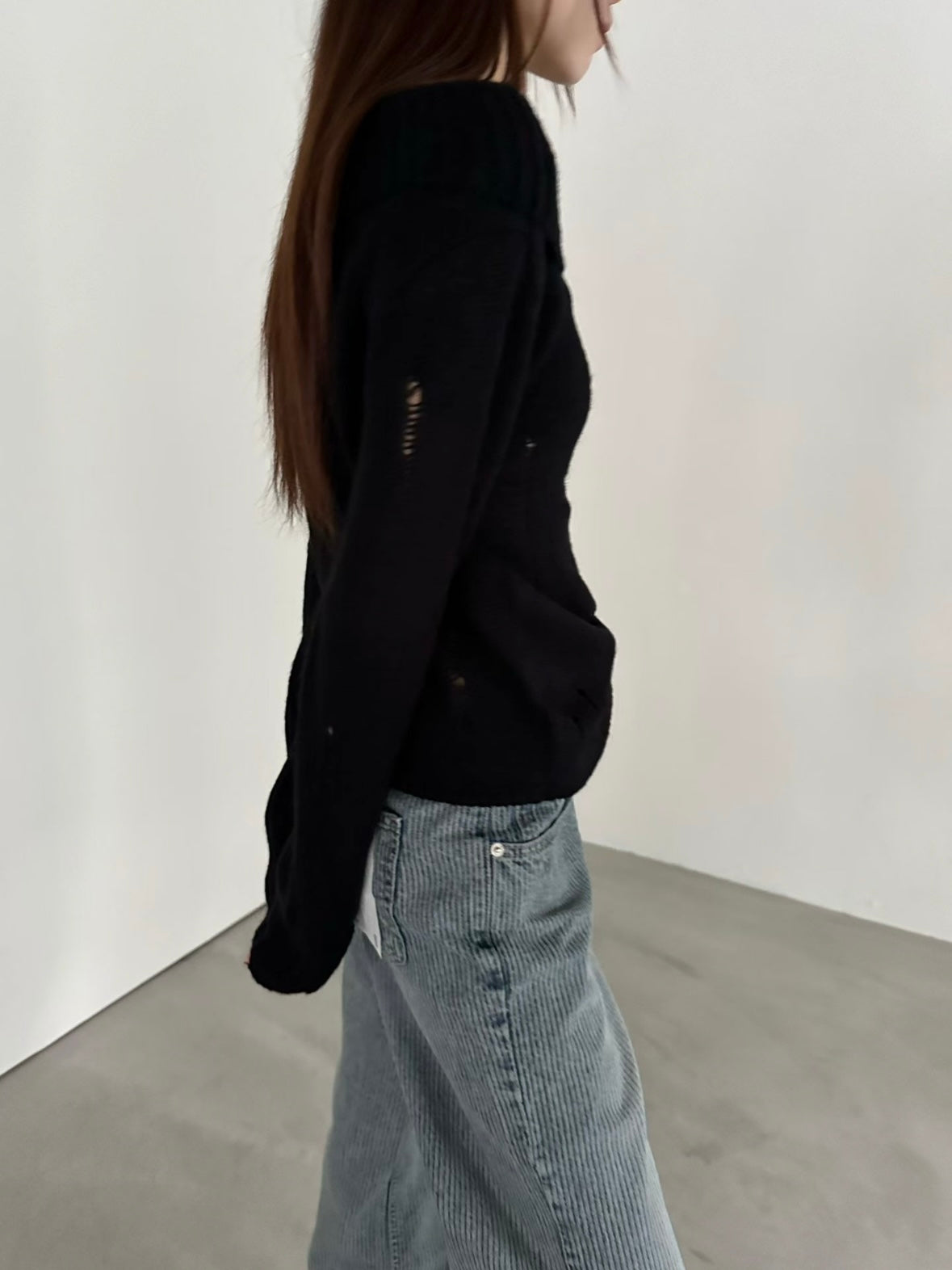 Off Shoulder Ripped Knit