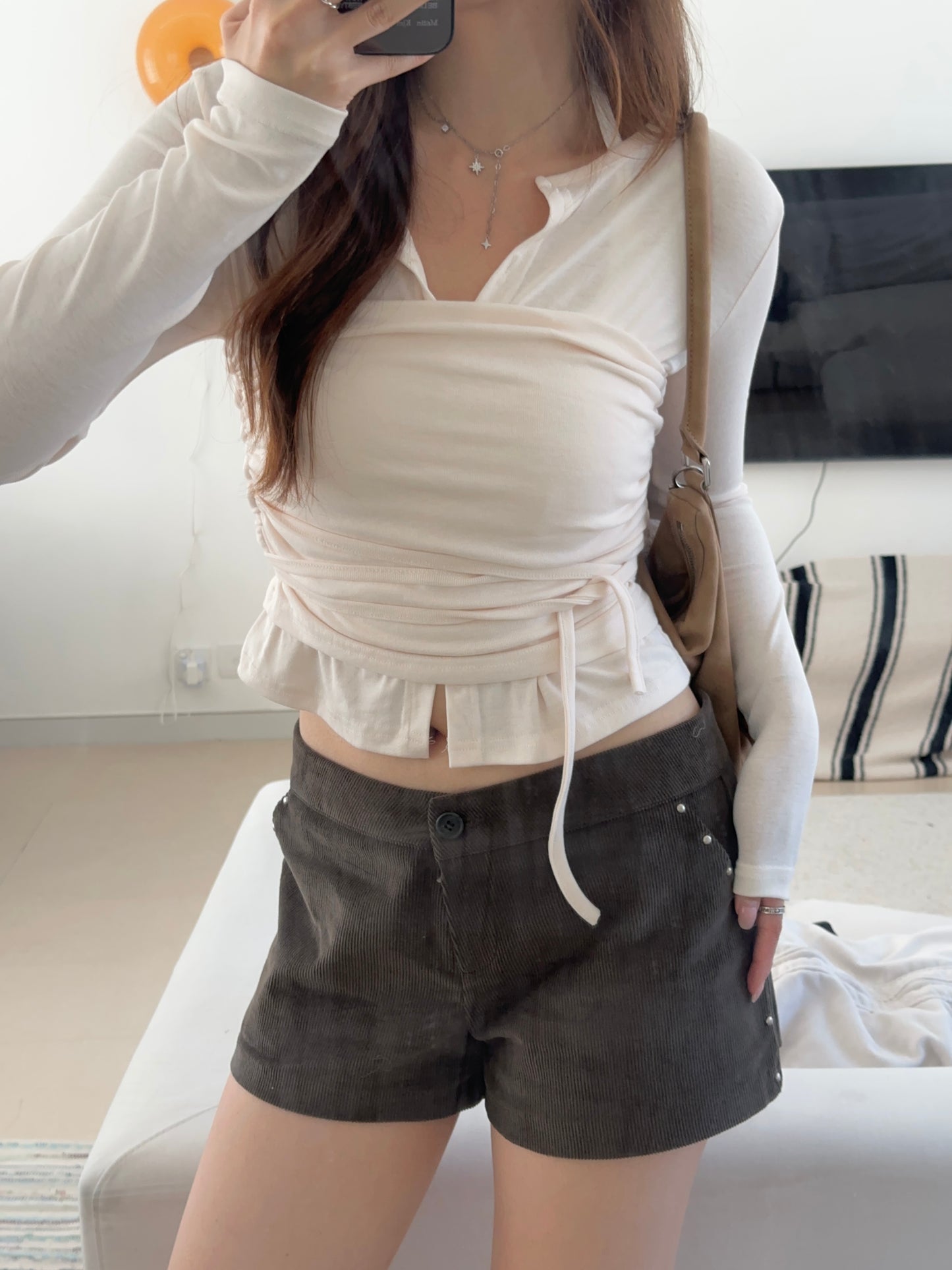 Corduroy Stud Shorts