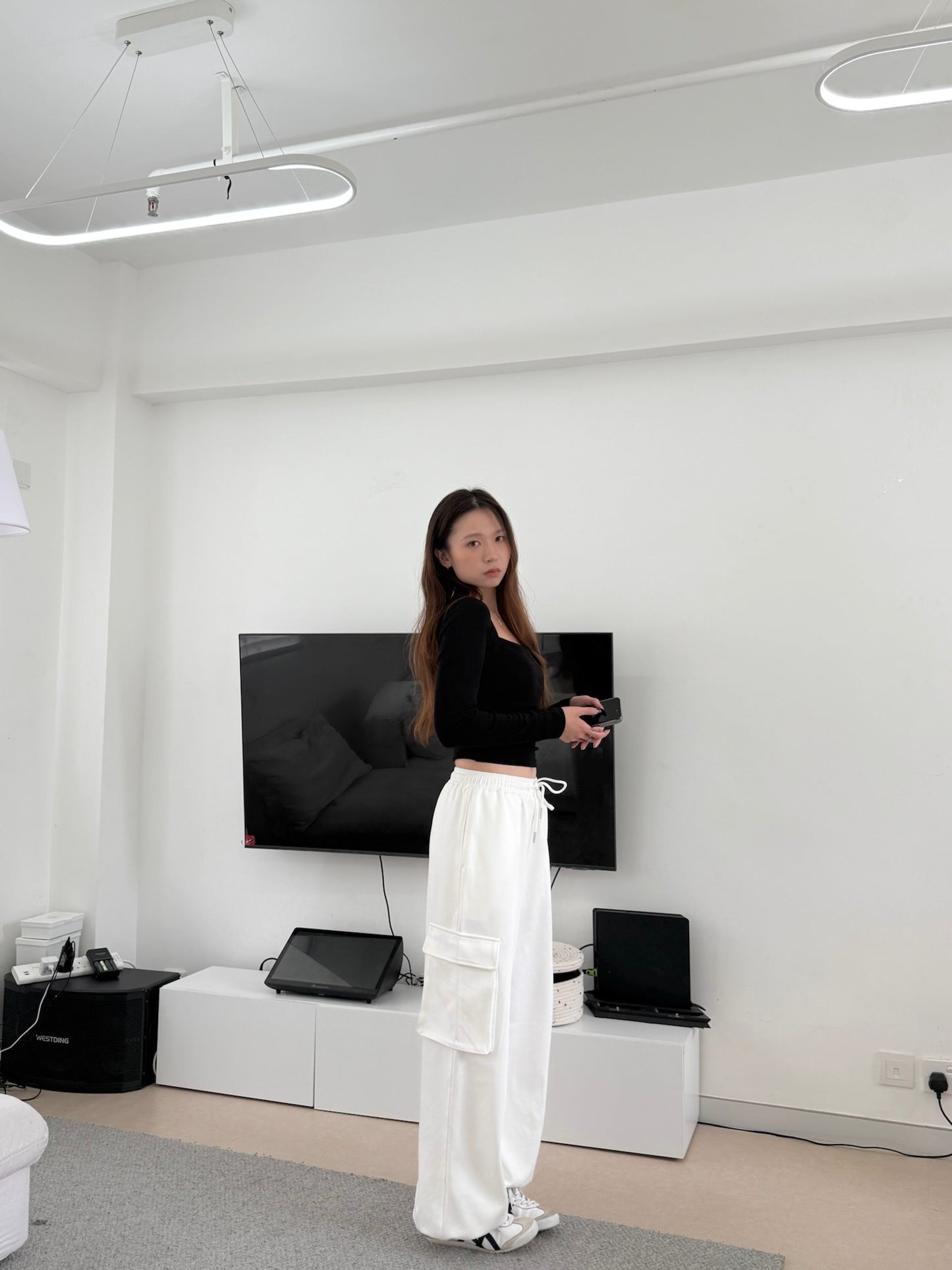 直角肩!梯形領lady top