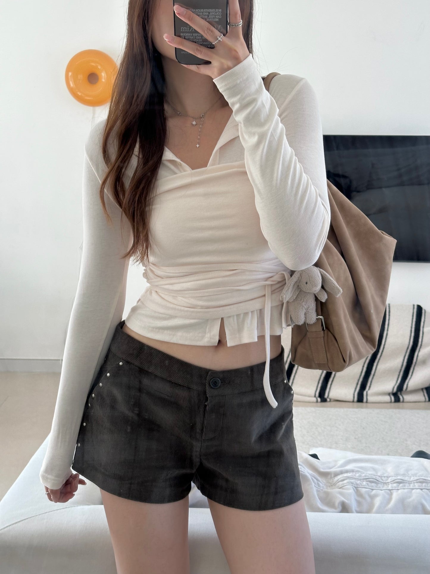 Corduroy Stud Shorts