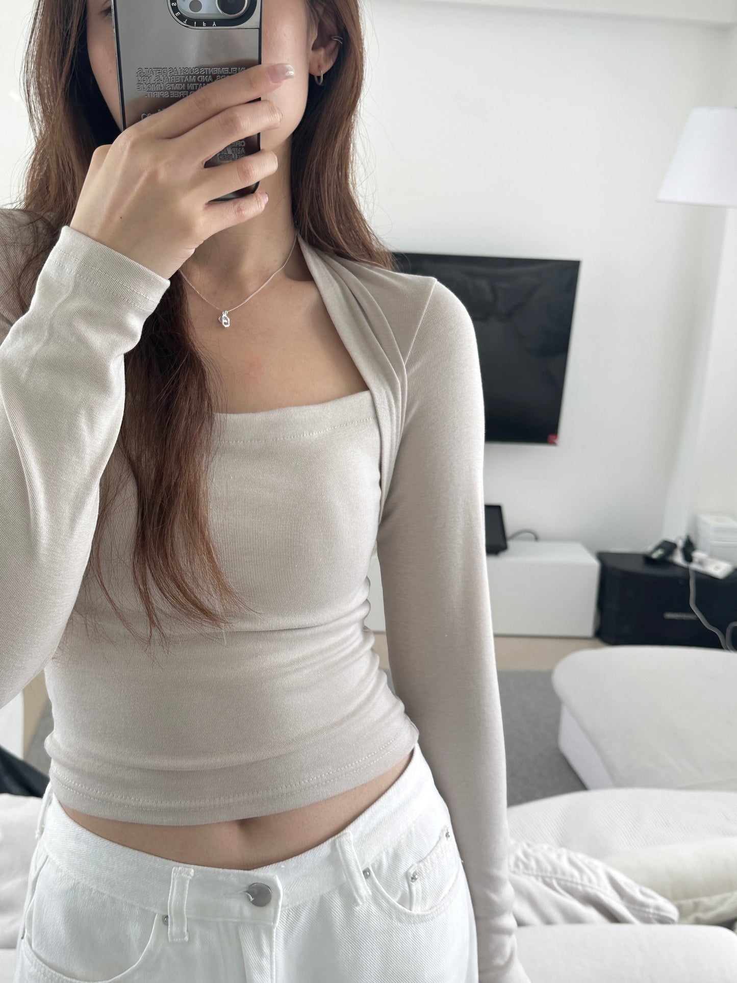 直角肩!梯形領lady top