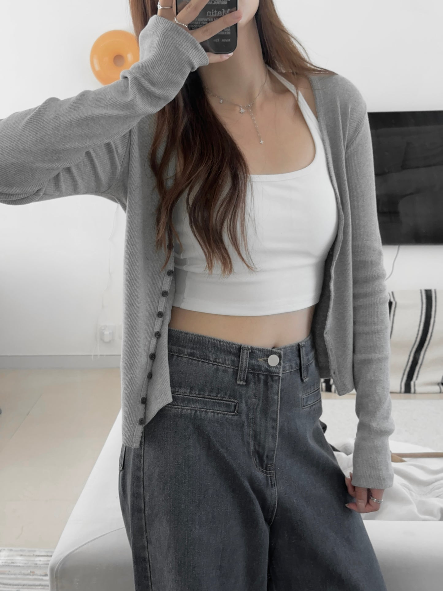 Deep V Neck Cardigan