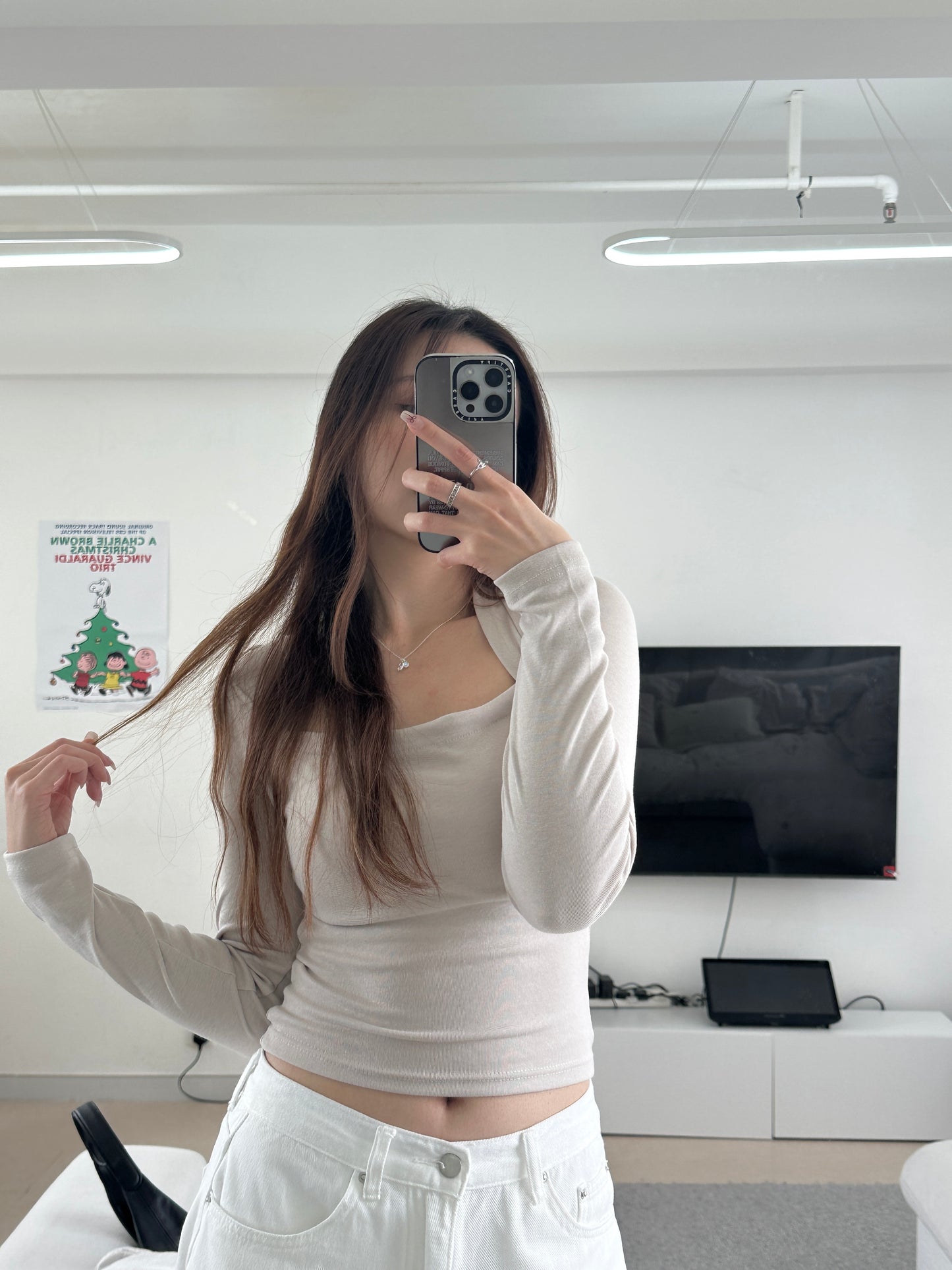 直角肩!梯形領lady top
