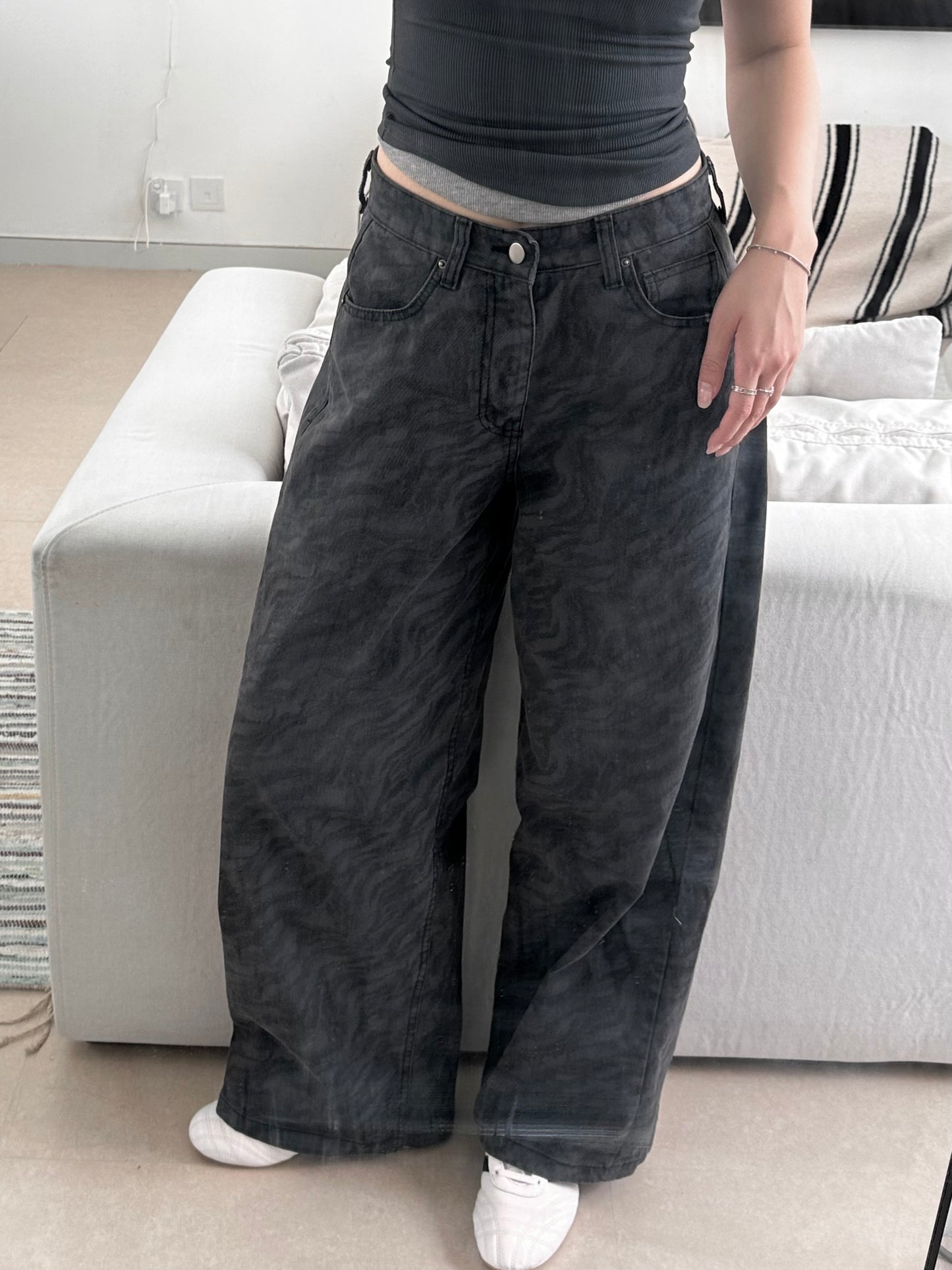 Flap Pocket Tiger Stripes Jeans
