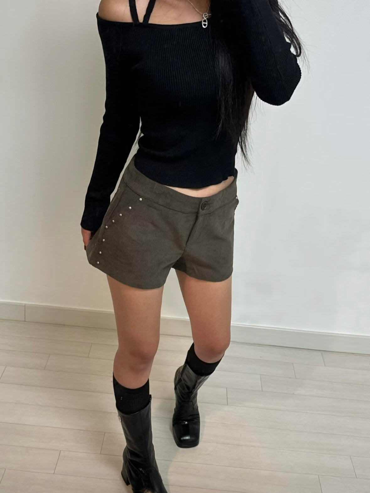 Corduroy Stud Shorts
