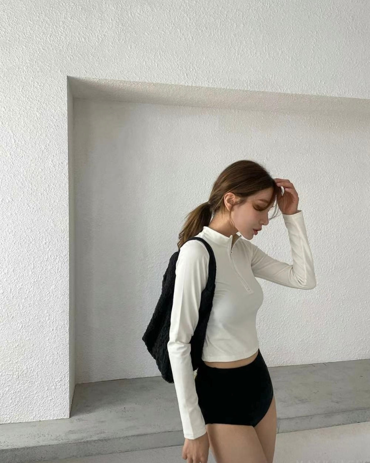 Half zip long sleeves swimwear