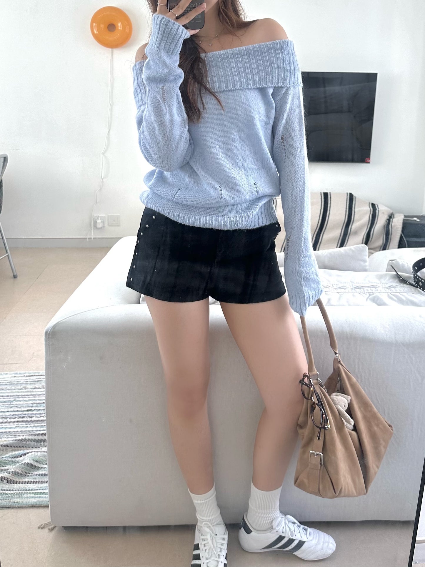 Corduroy Stud Shorts