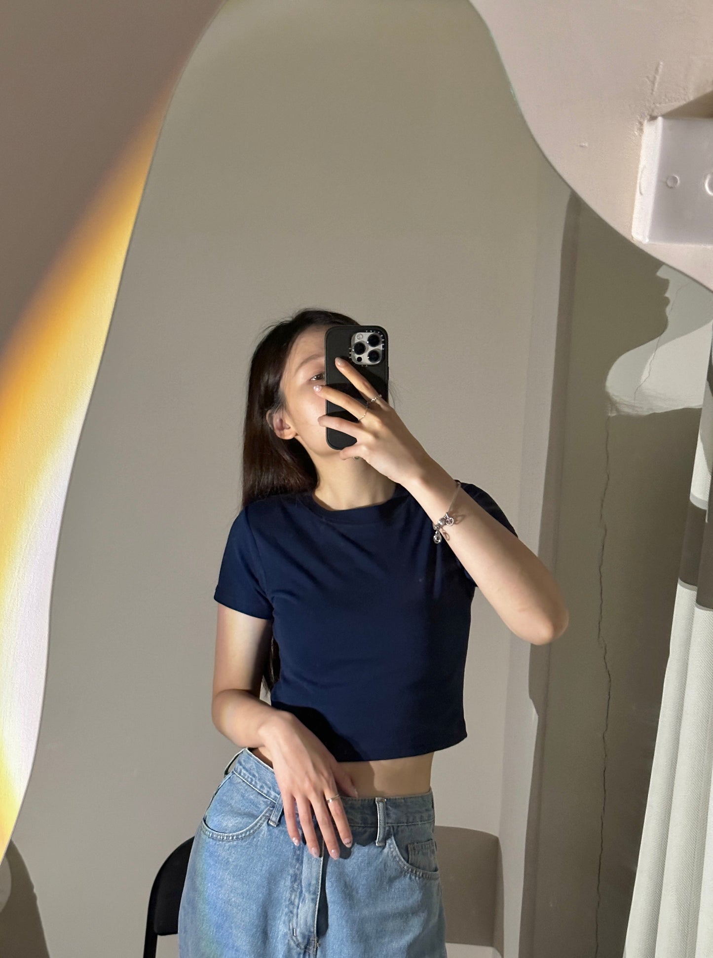 彈性basic crop tee