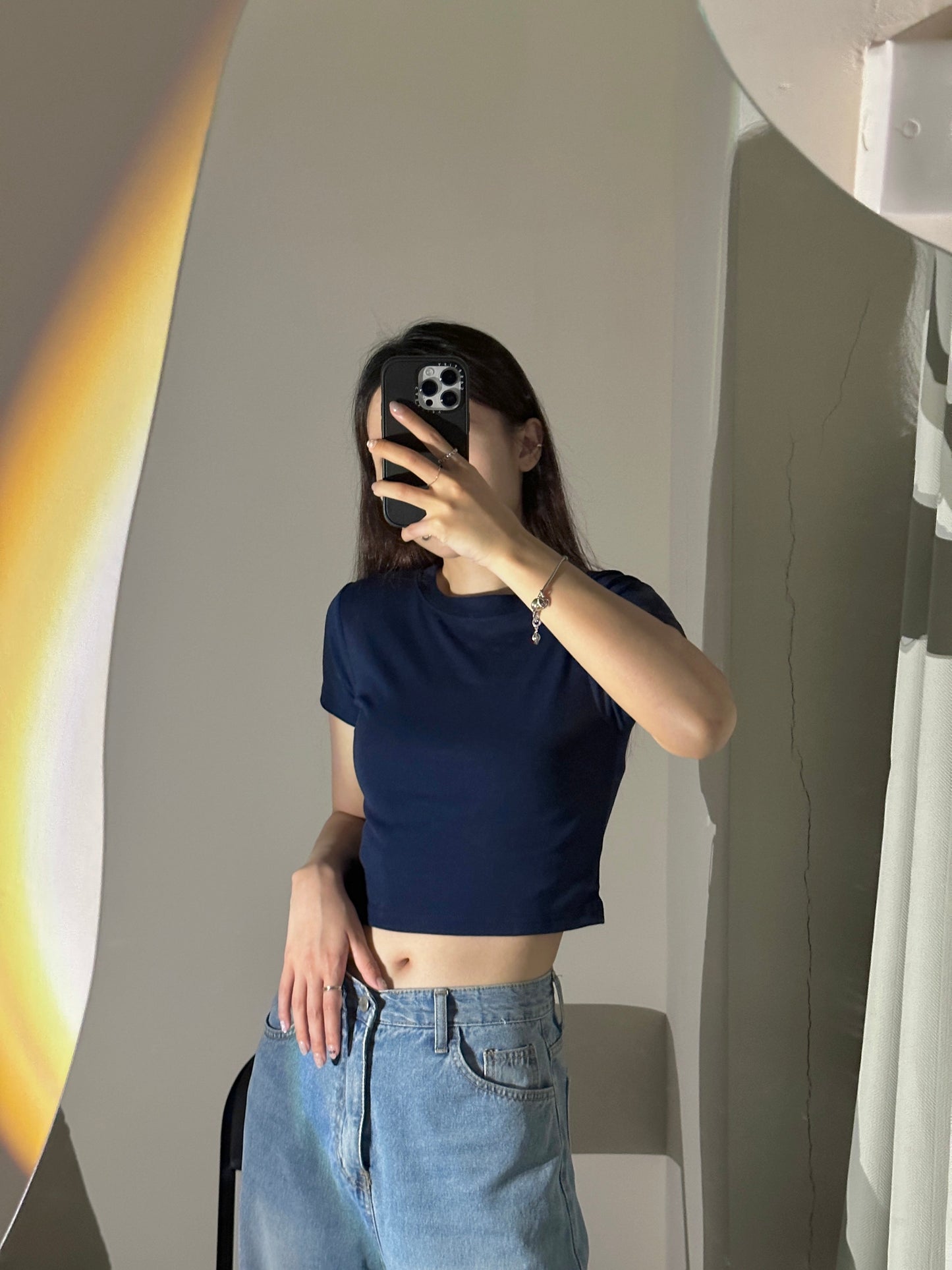 彈性basic crop tee