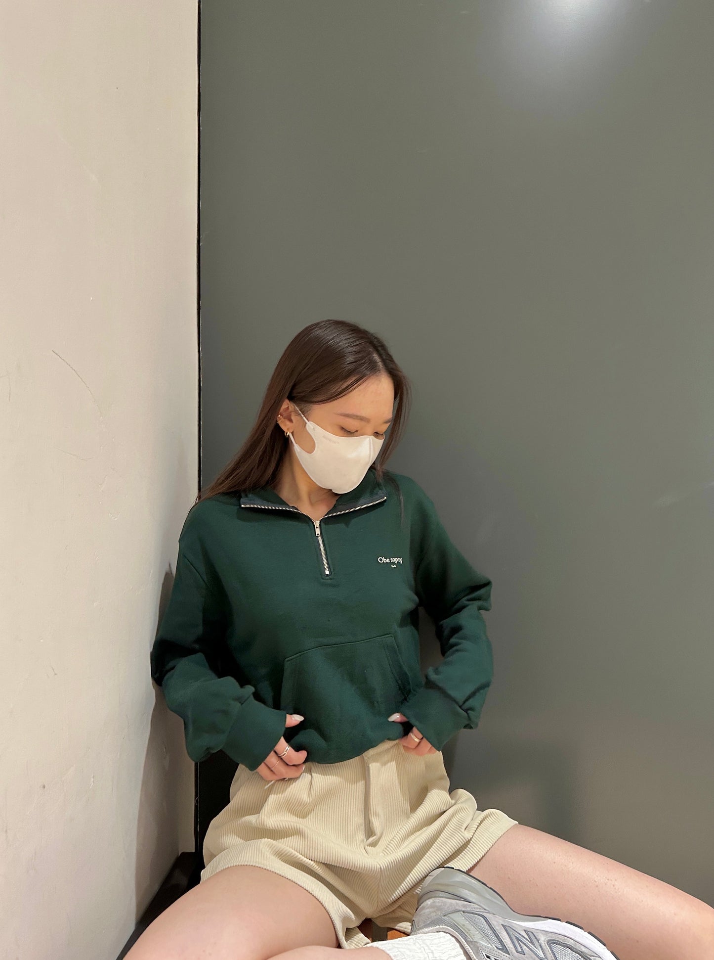 燈芯絨短褲(現貨/cream&black)