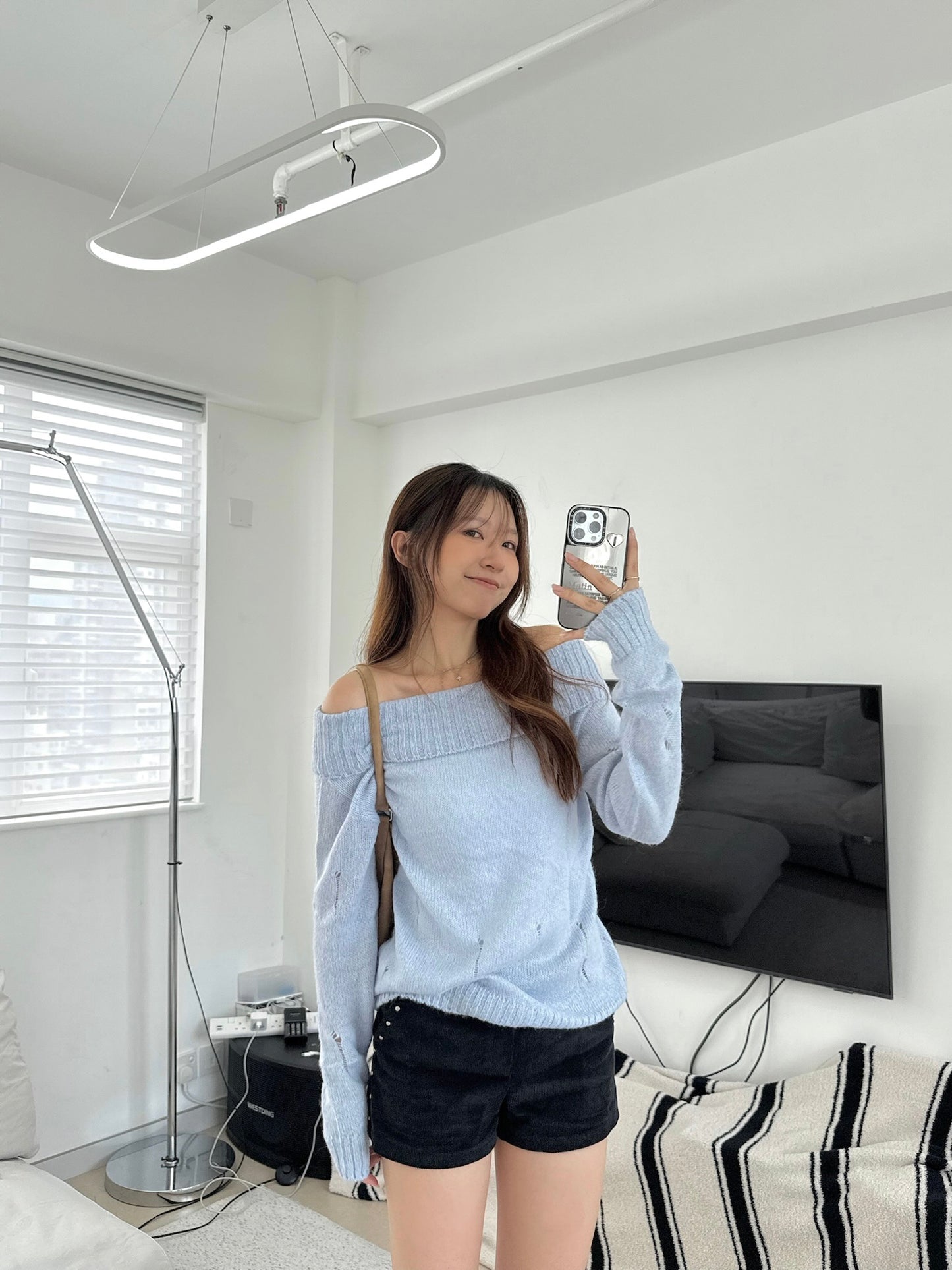 Off Shoulder Ripped Knit