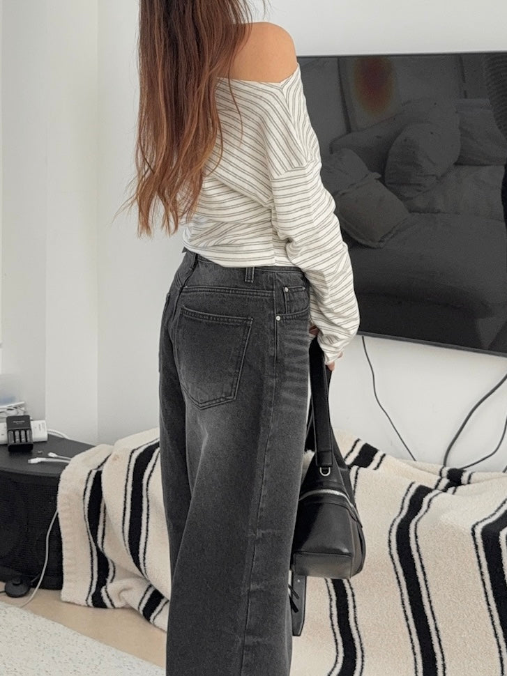 Stripe off shoulder top