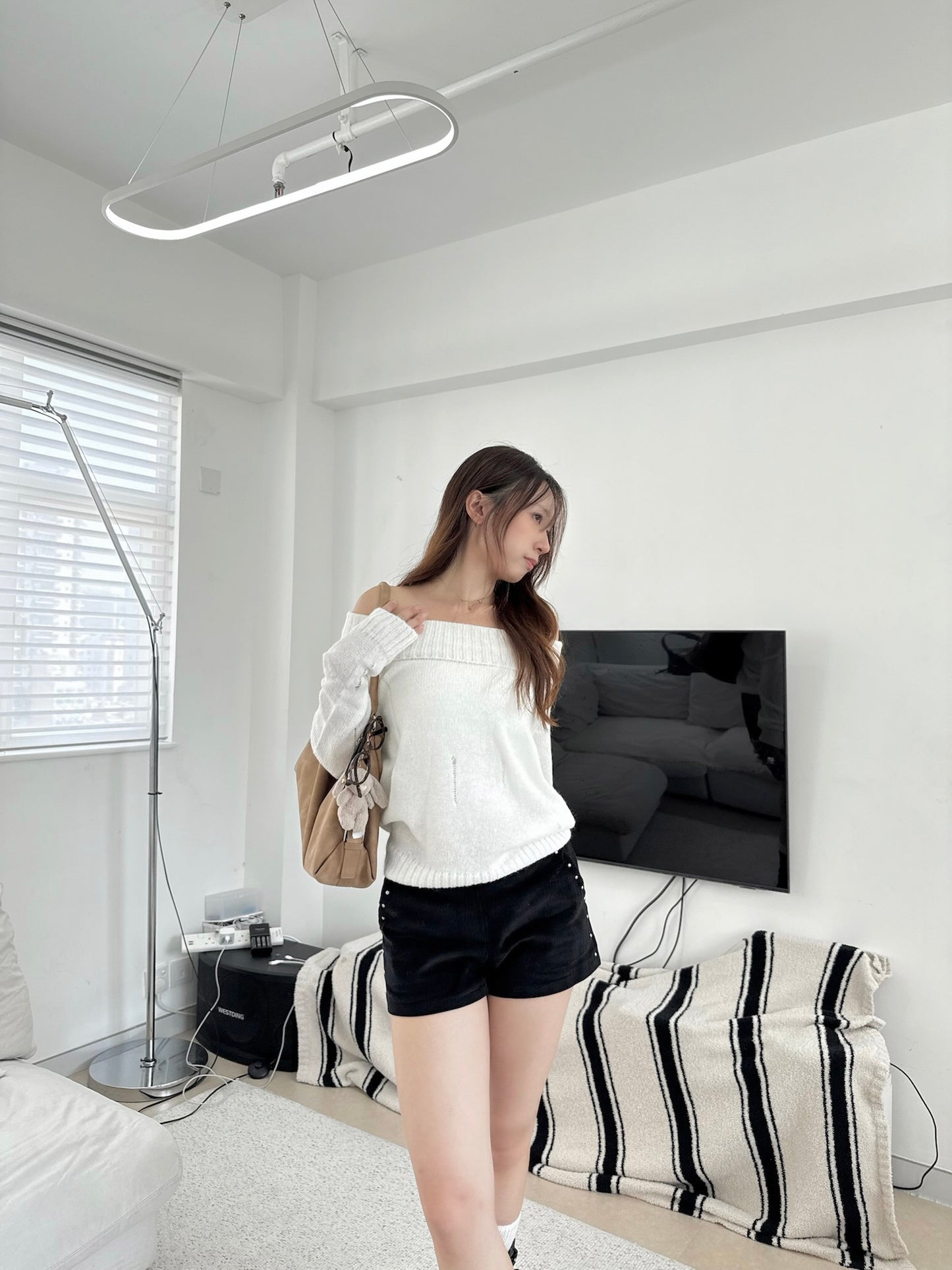 Off Shoulder Ripped Knit