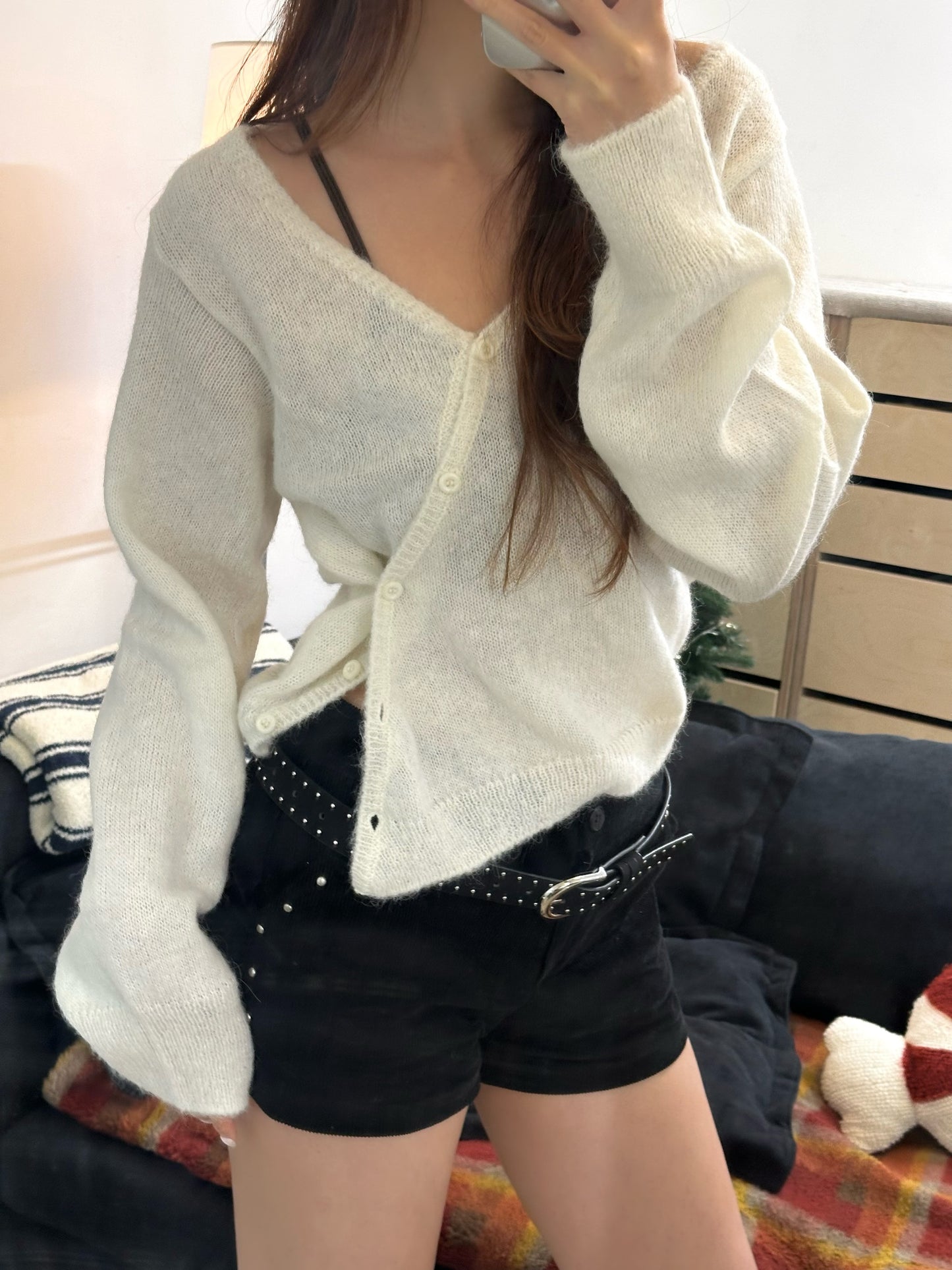 See through button-up Sweater