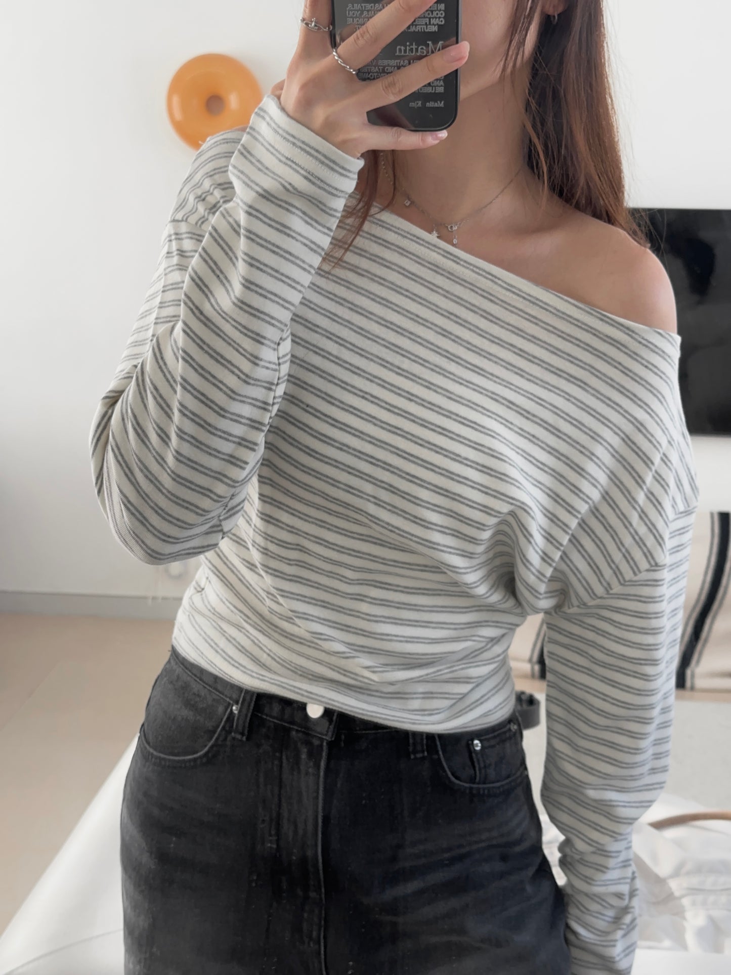 Stripe off shoulder top