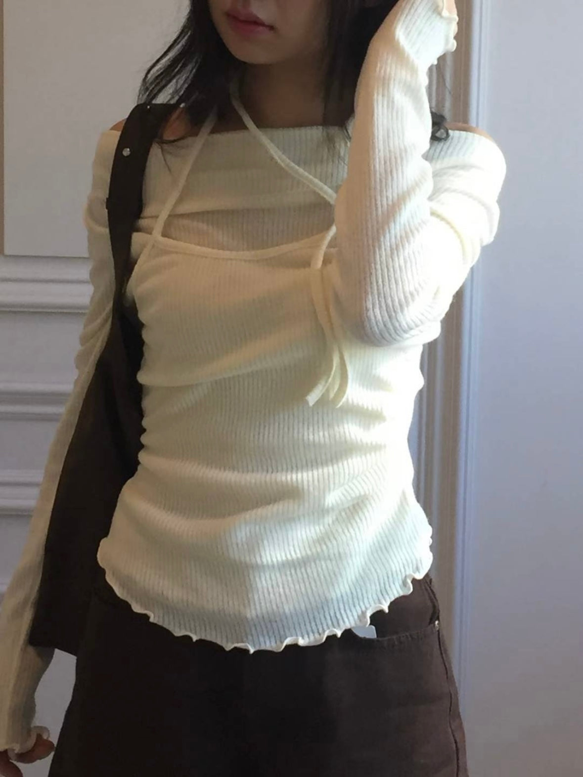 Off shoulder halter top set