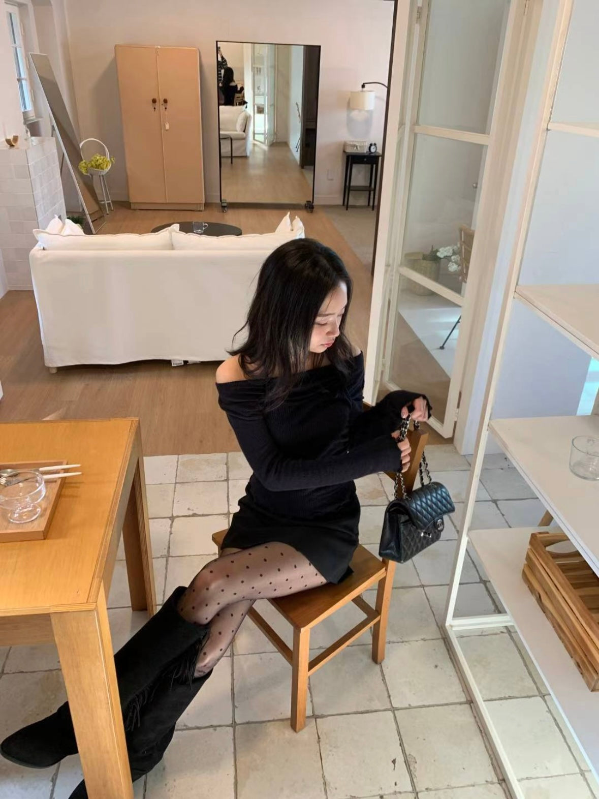 Off shoulder halter top set