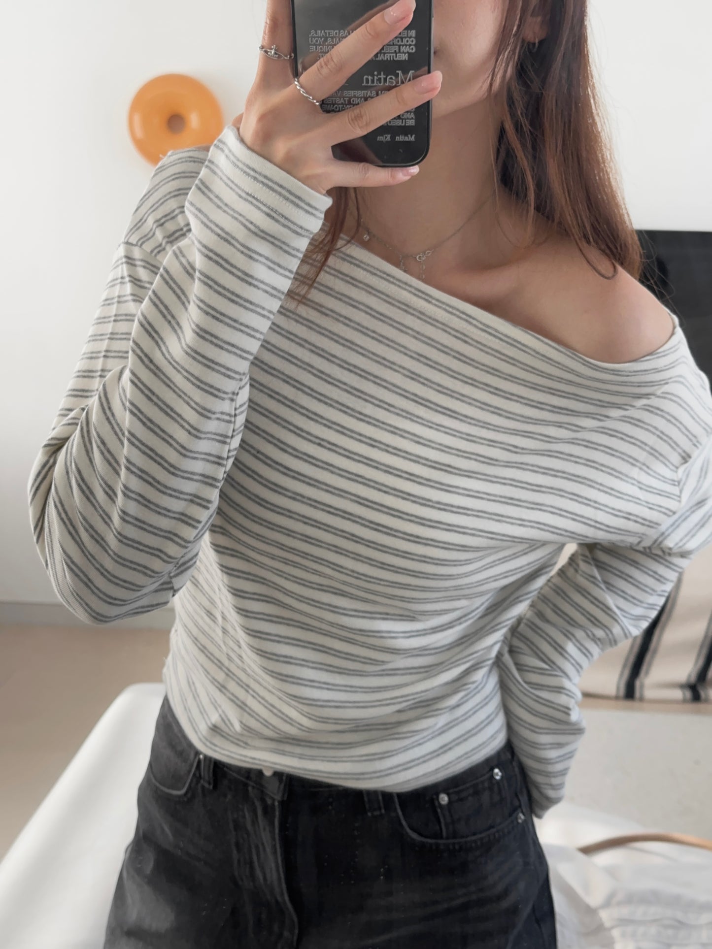 Stripe off shoulder top