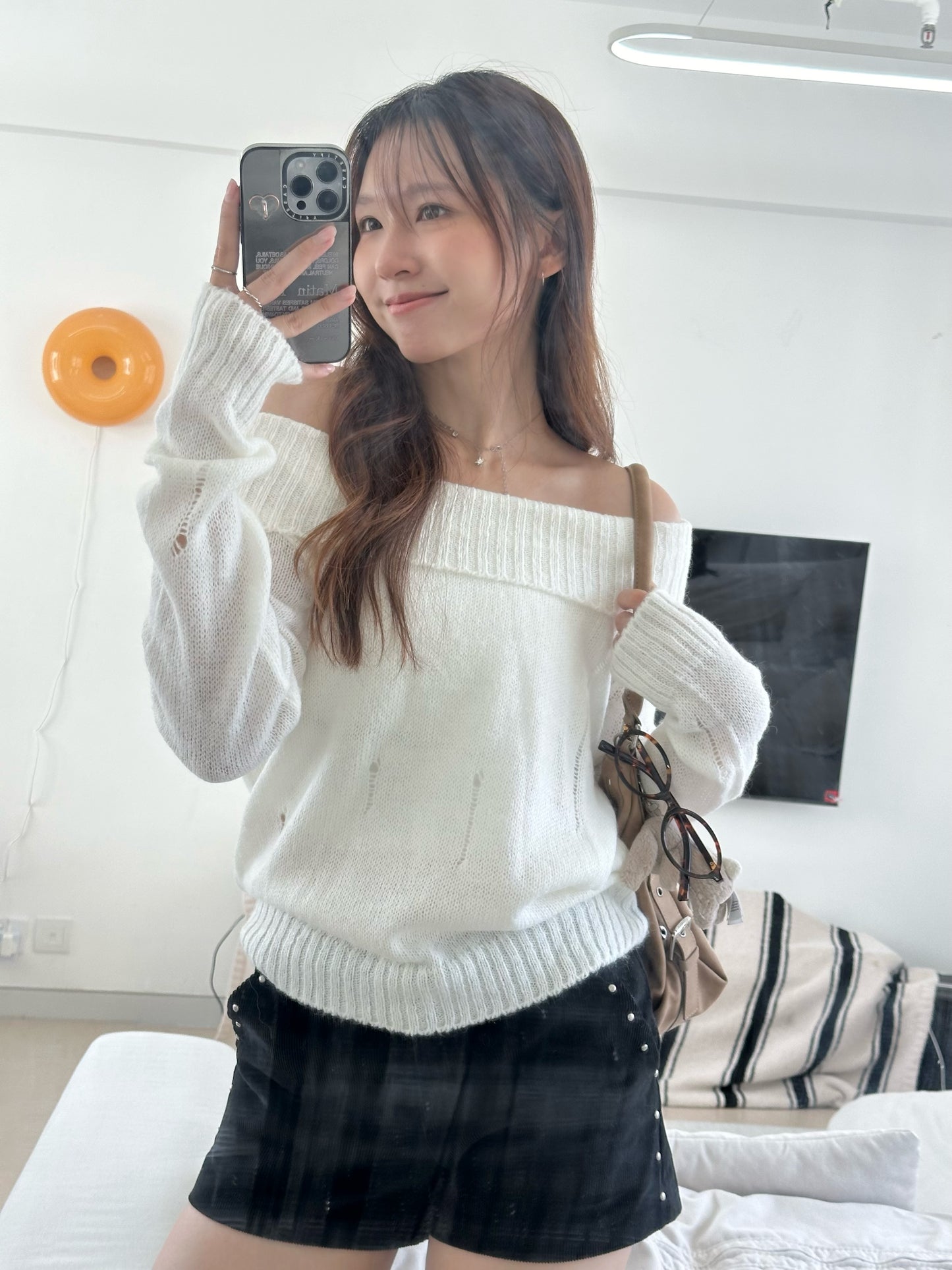 Off Shoulder Ripped Knit