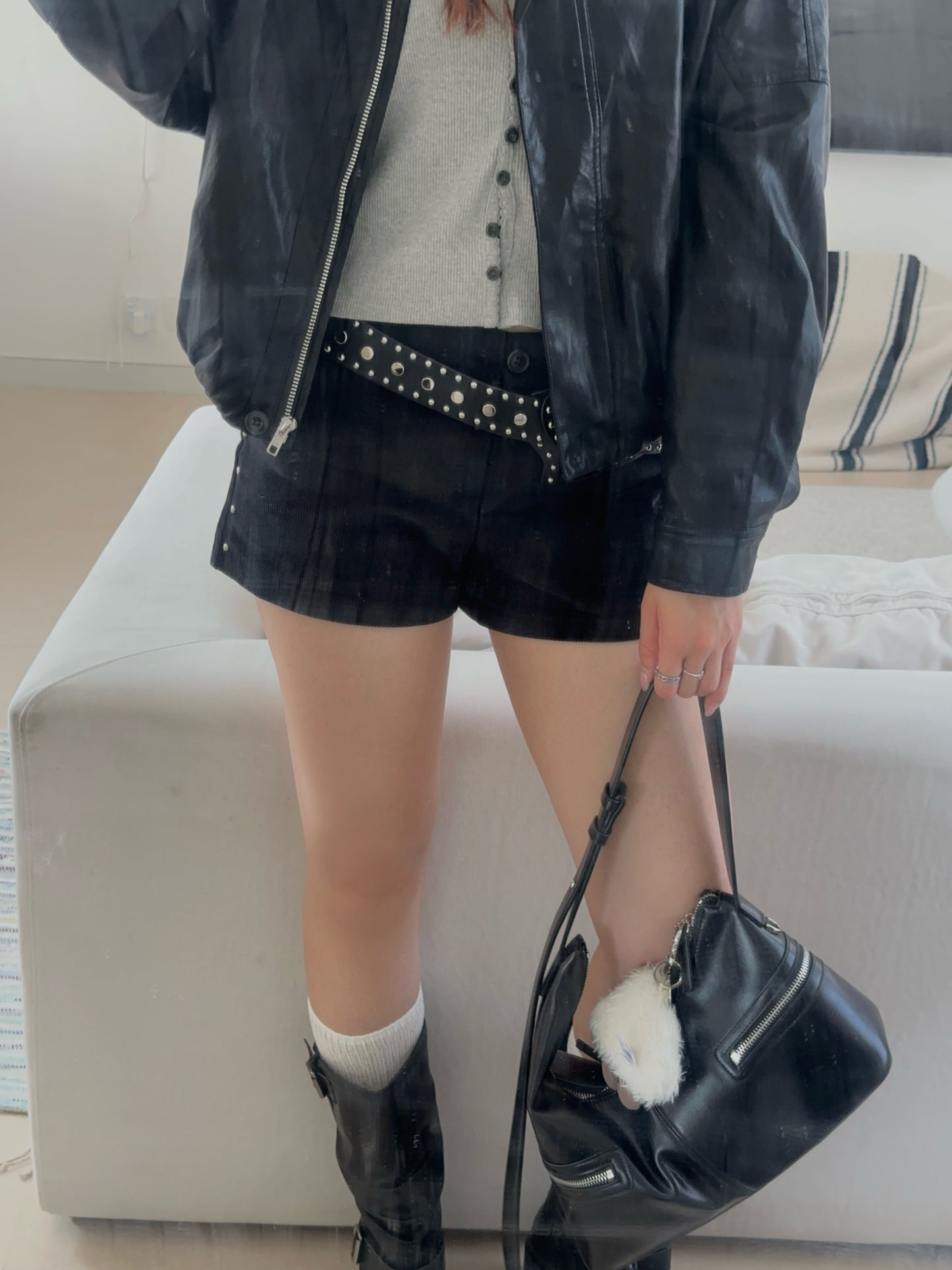 Corduroy Stud Shorts