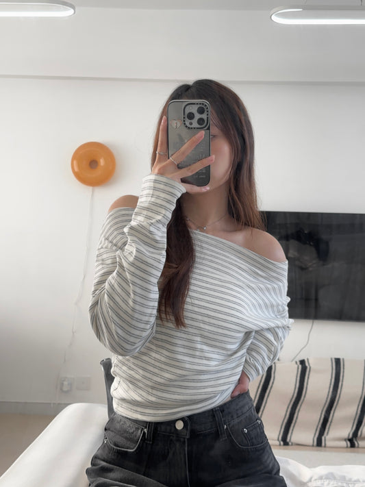 Stripe off shoulder top