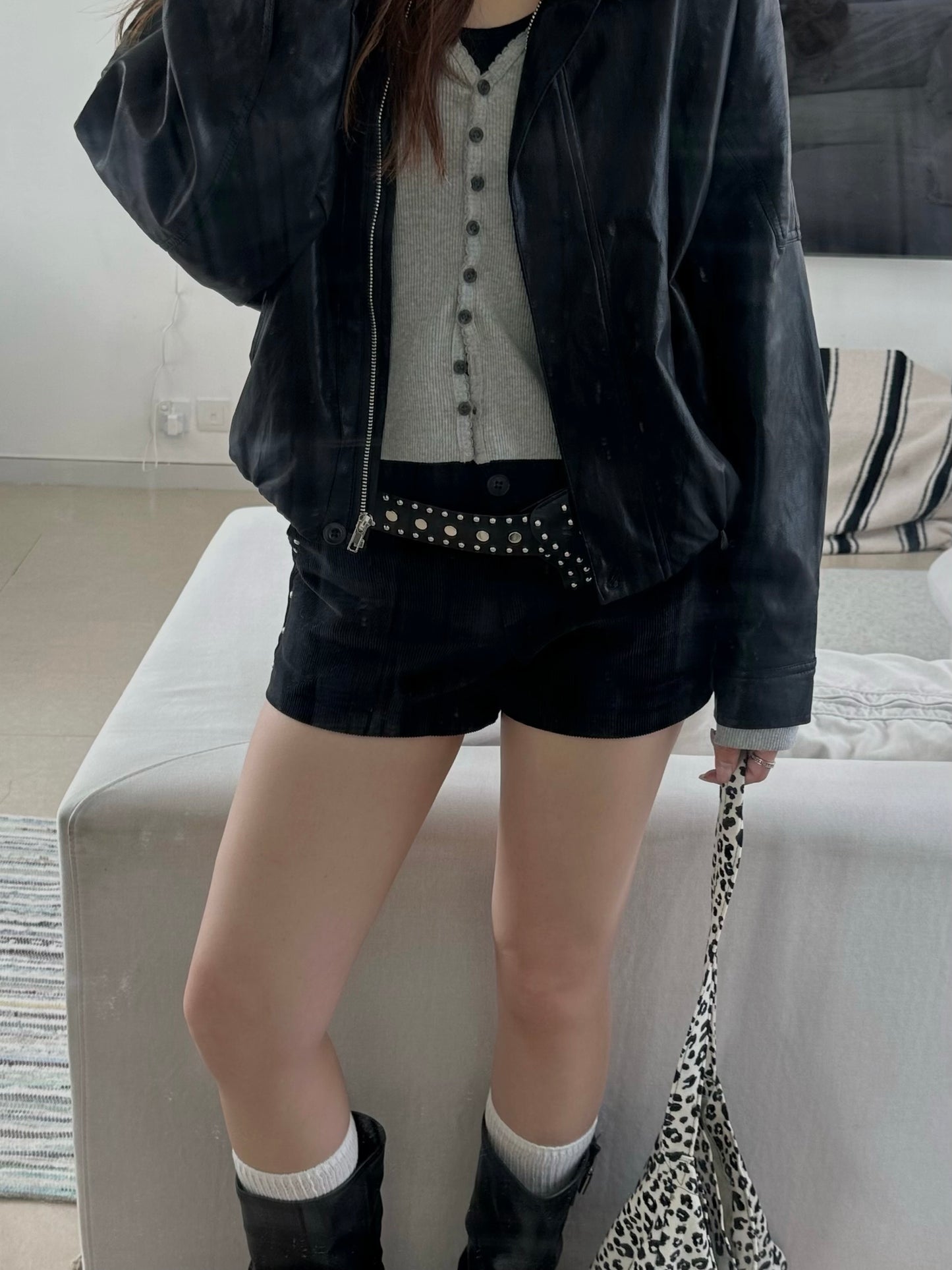 Corduroy Stud Shorts