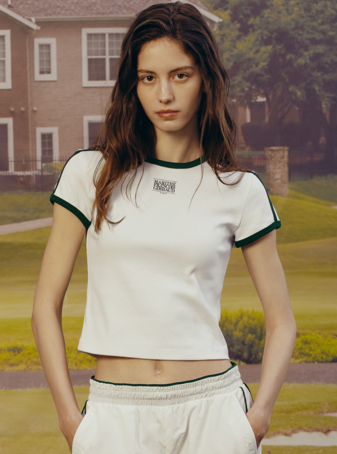 【MARITHE】W CLASSIC LOGO RINGER TEE 4COLOR Marithe Francois Girbaud W classic logo ringer Tee – Momentk.clo
