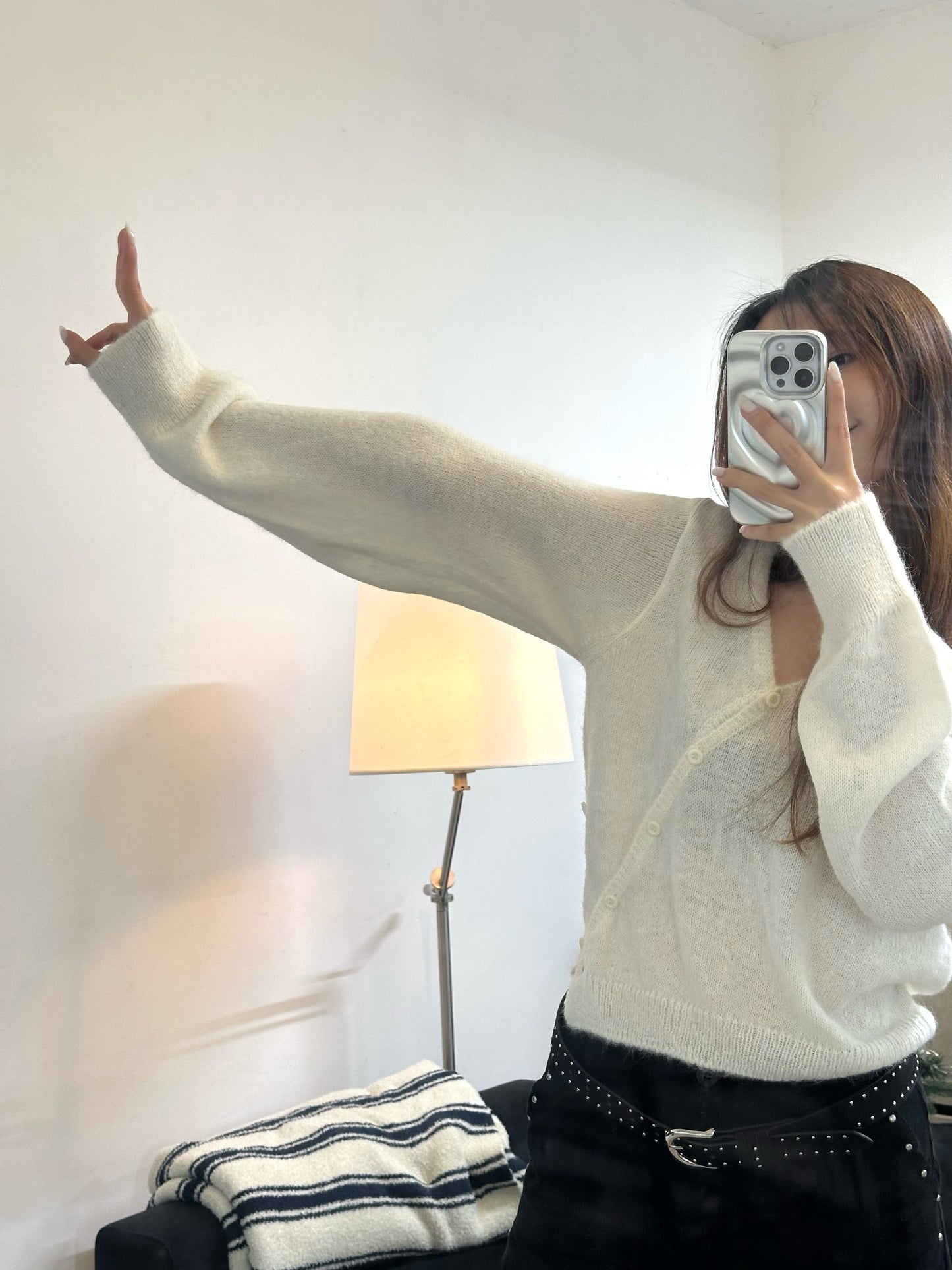 See through button-up Sweater