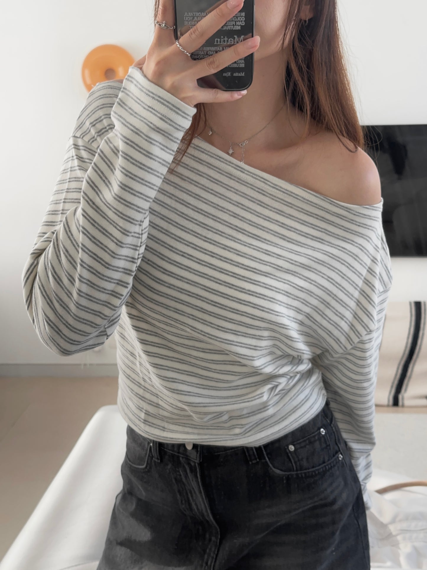 Stripe off shoulder top