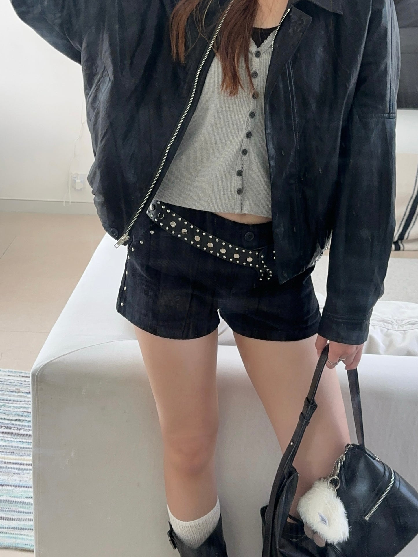 Corduroy Stud Shorts