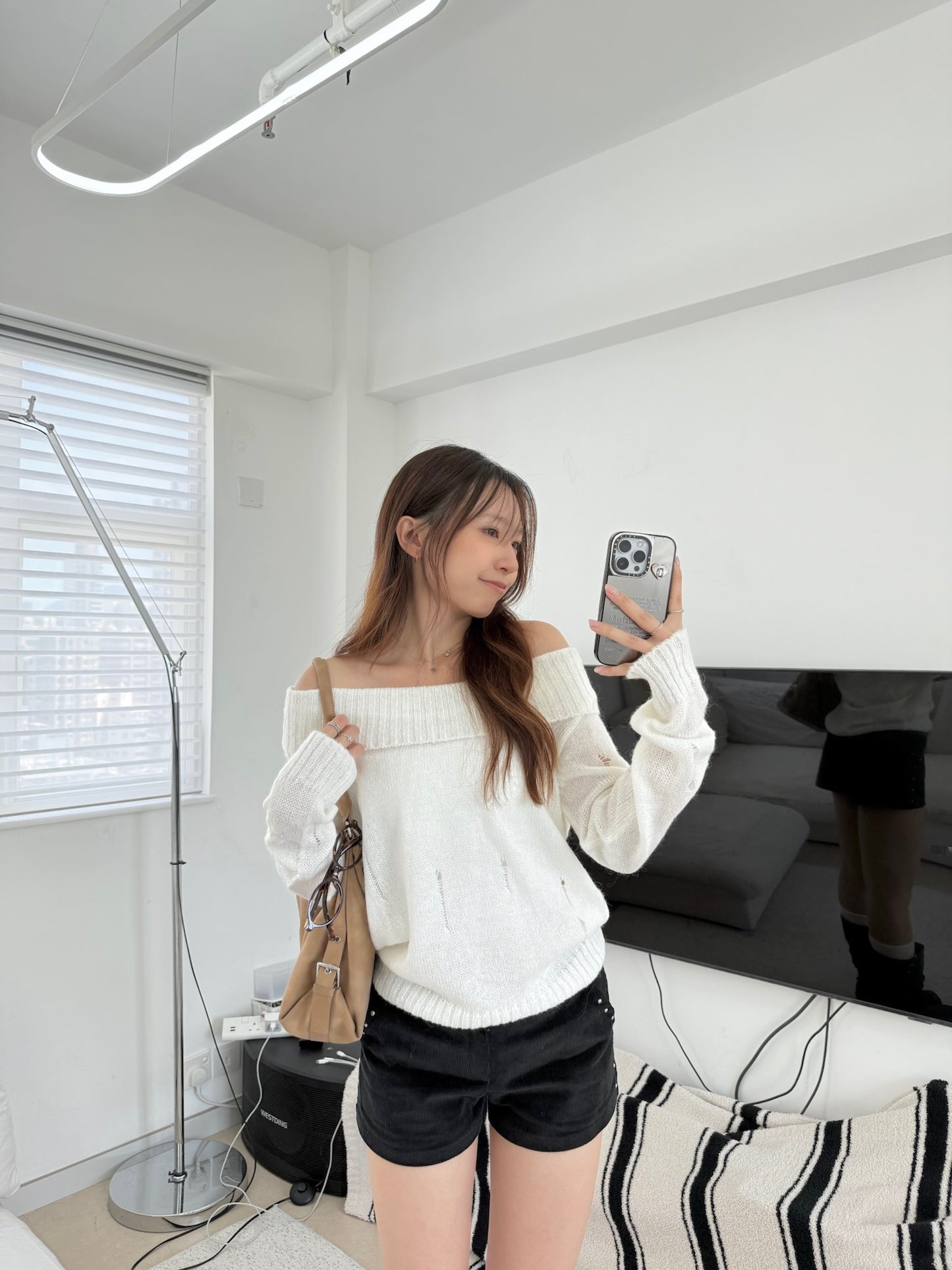 Off Shoulder Ripped Knit