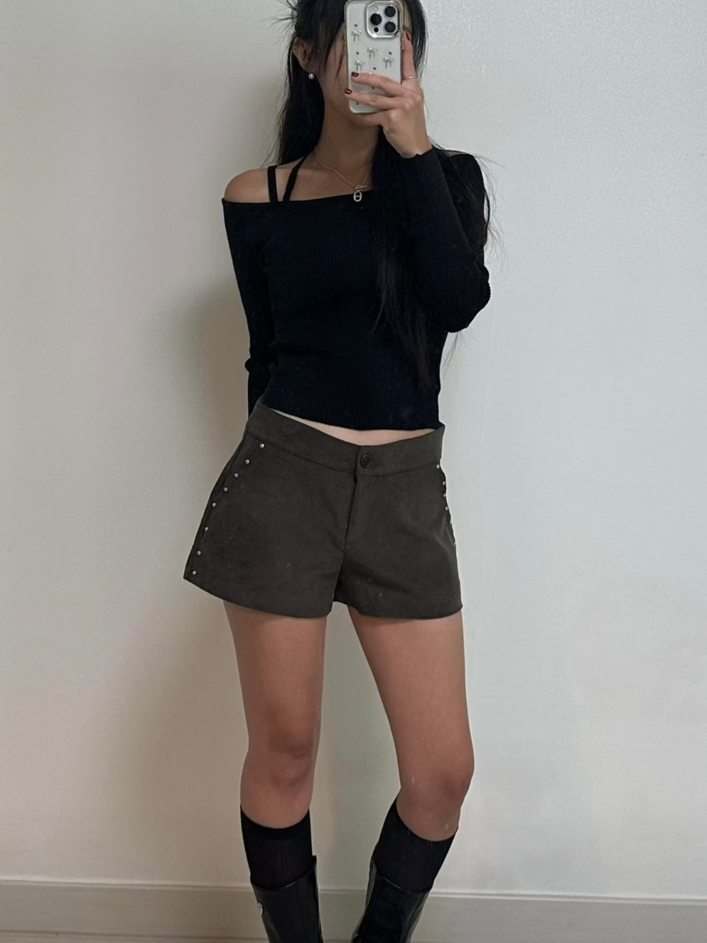 Corduroy Stud Shorts