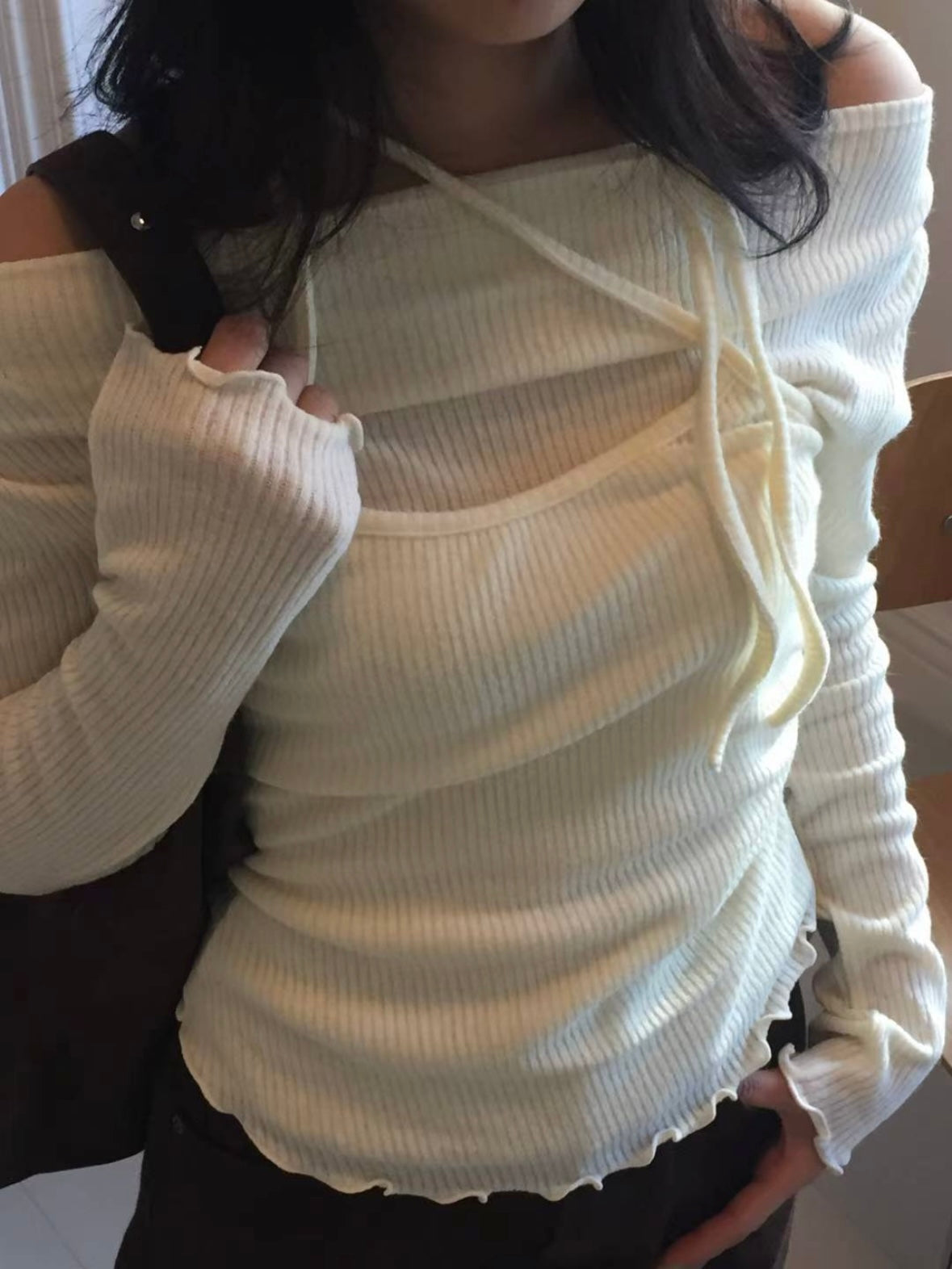 Off shoulder halter top set