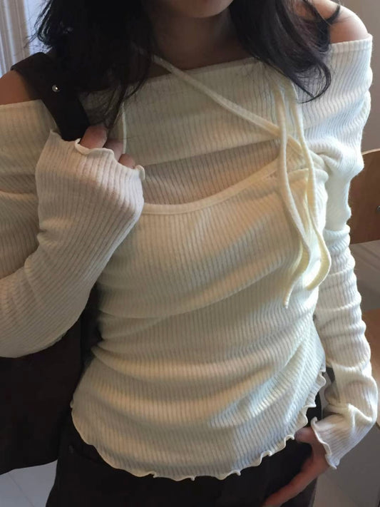 Off shoulder halter top set