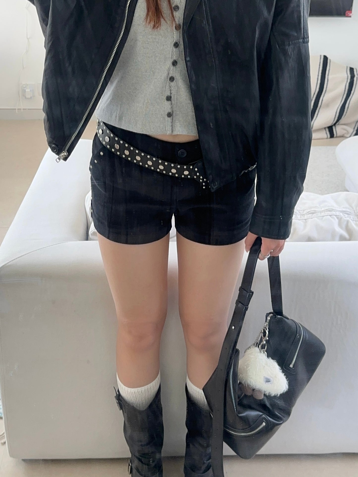 Corduroy Stud Shorts
