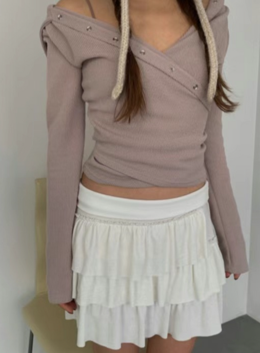 layered ruffle mini skirt