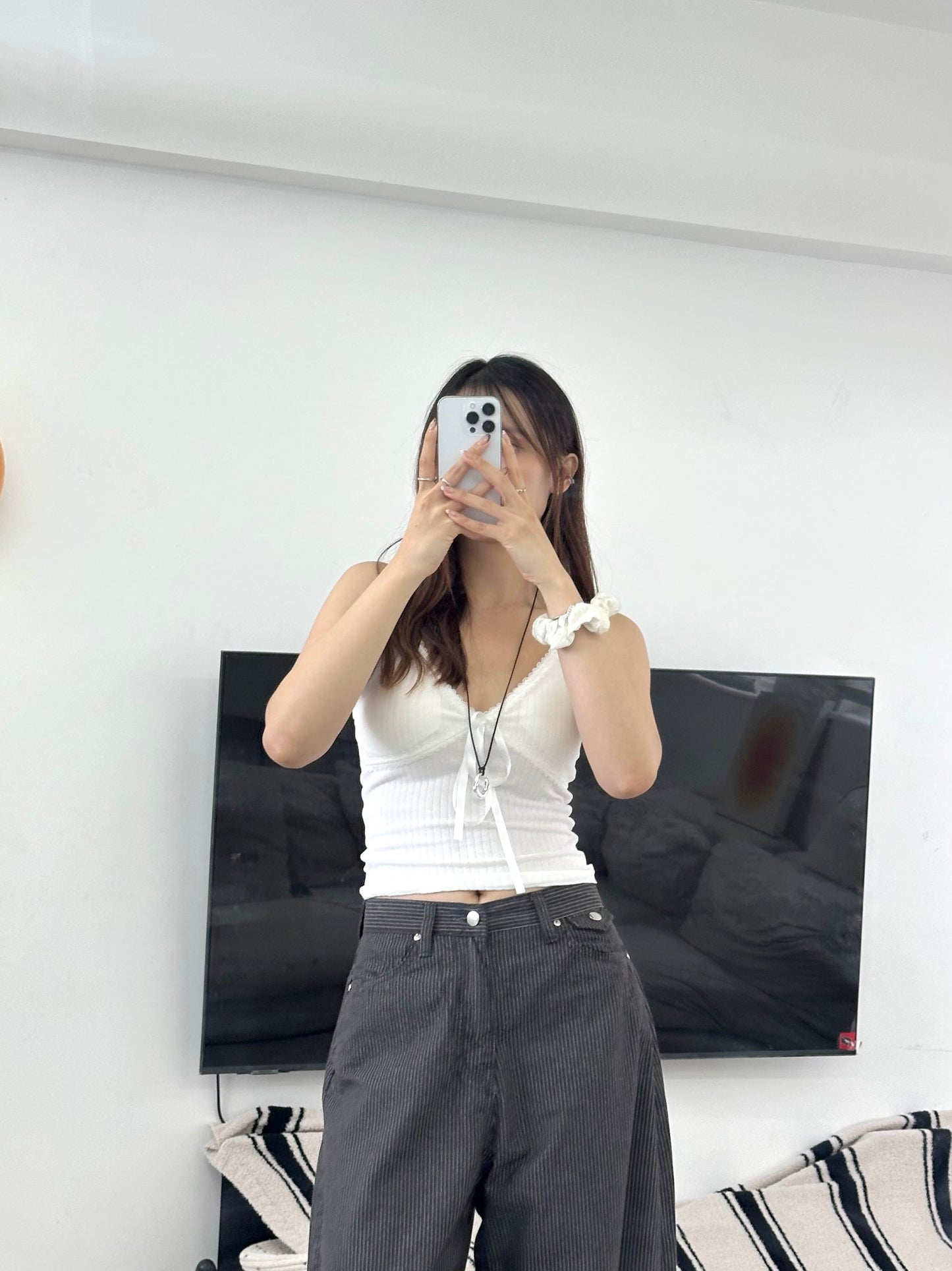 Lace ribbon padded sleeveless