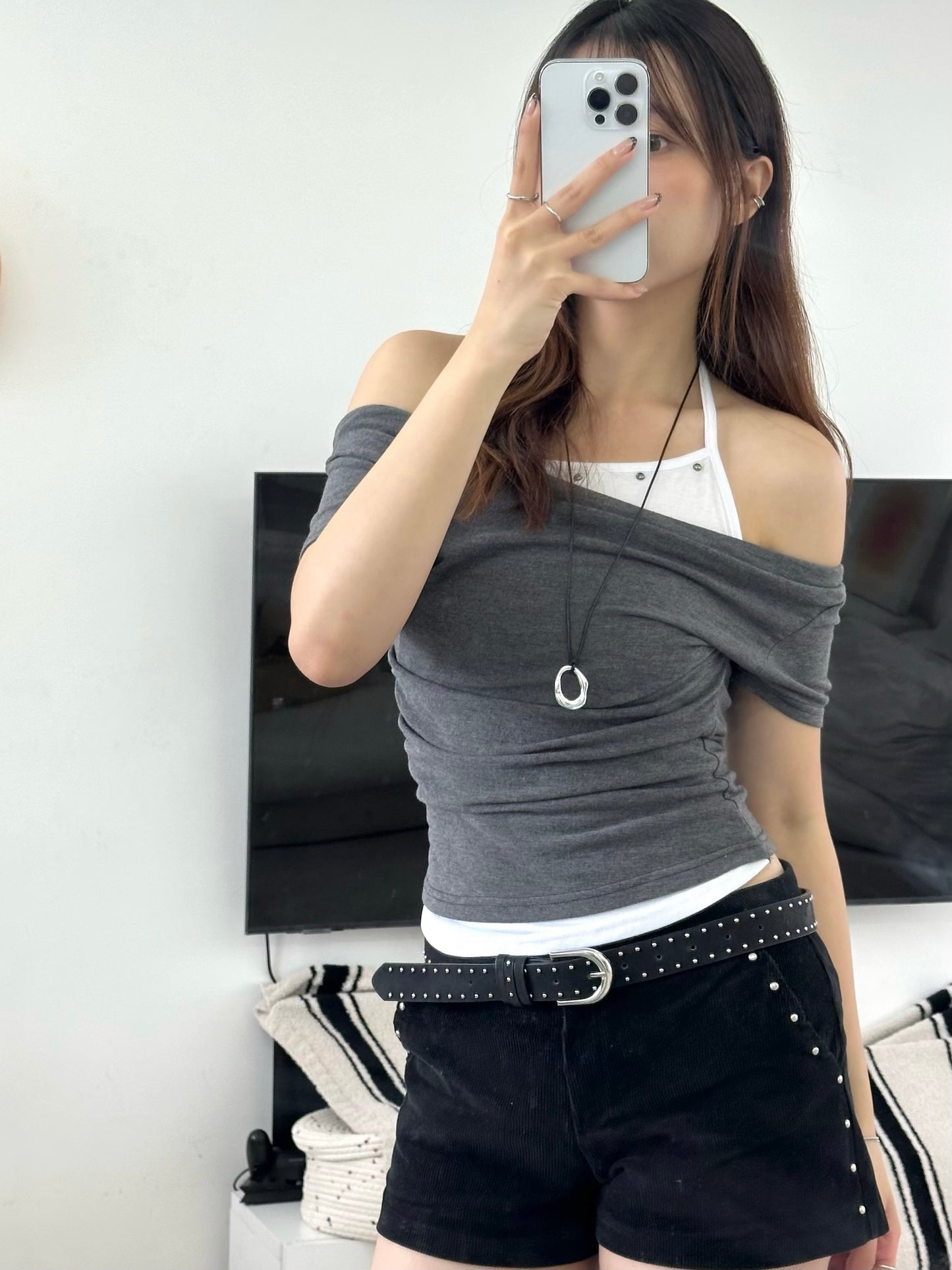 Studded halter top