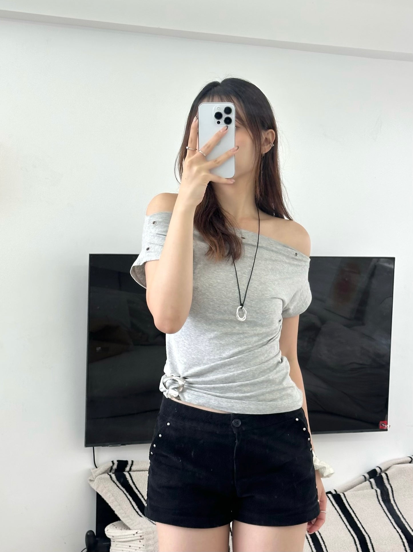 Studded Off Shoulder Top