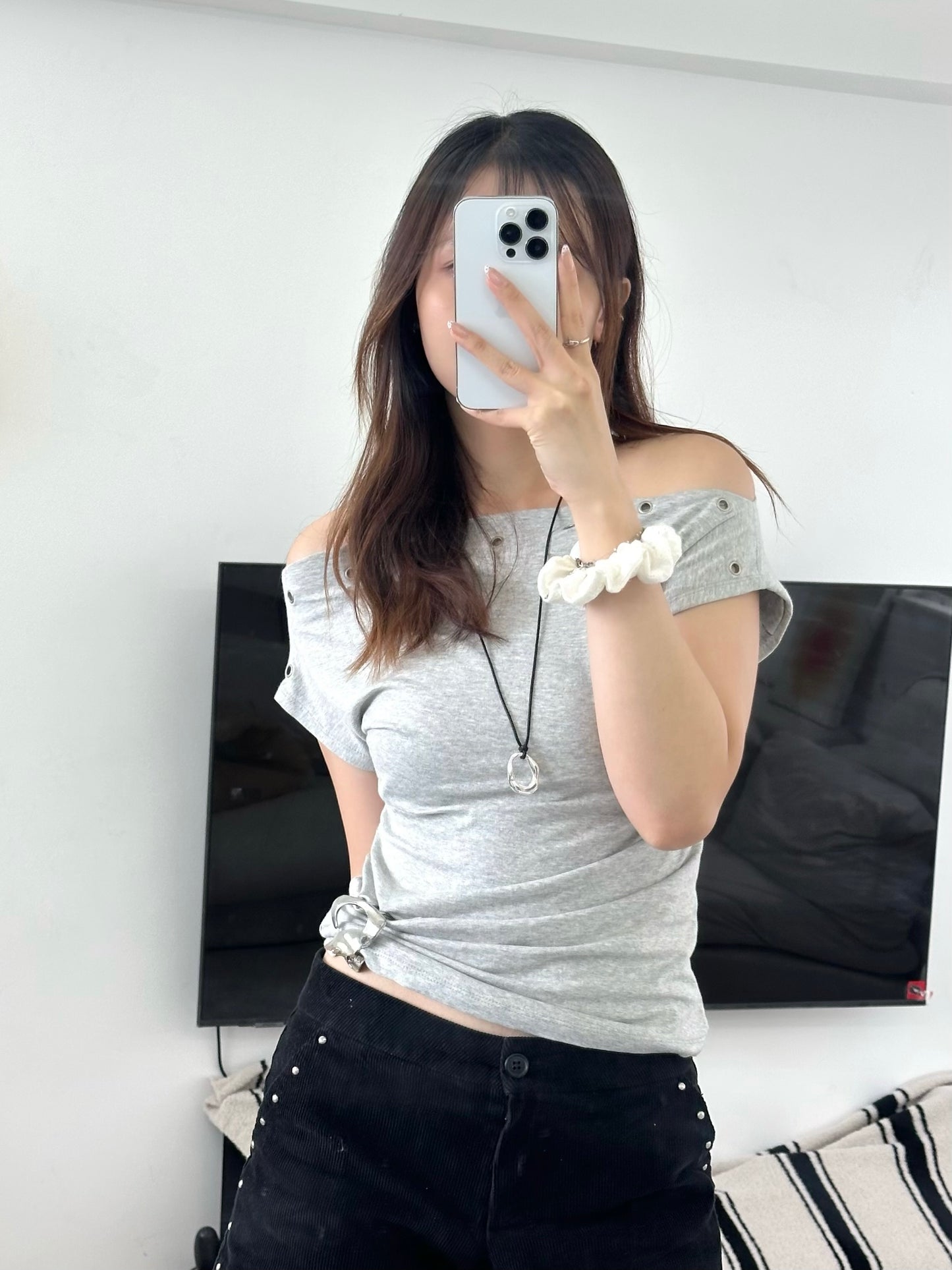Studded Off Shoulder Top