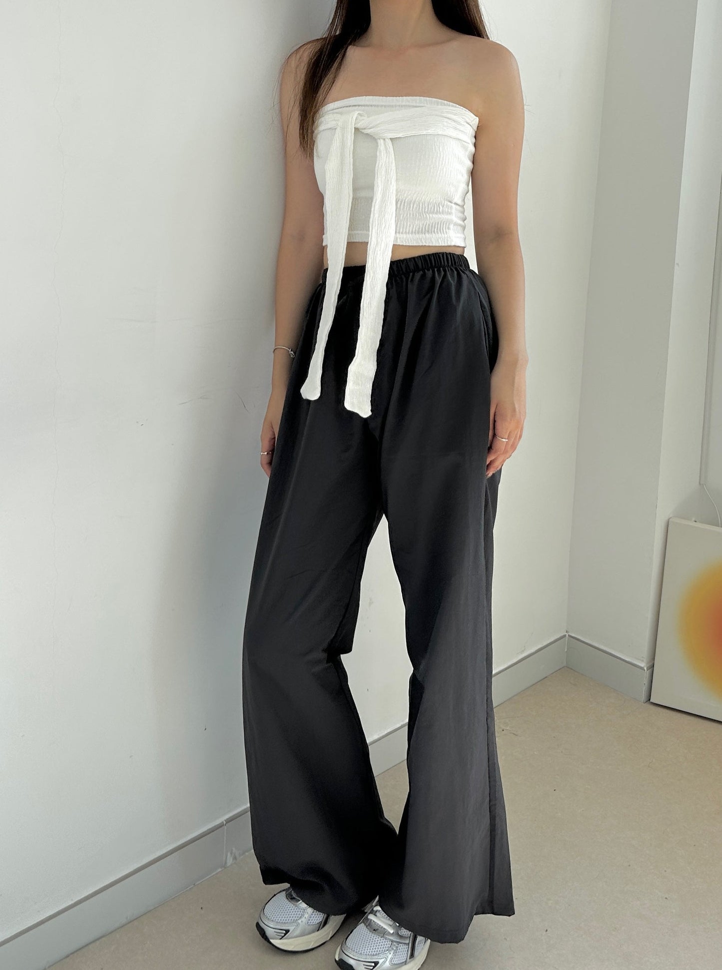 Pleats ribbon tube top