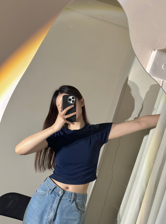 彈性basic crop tee